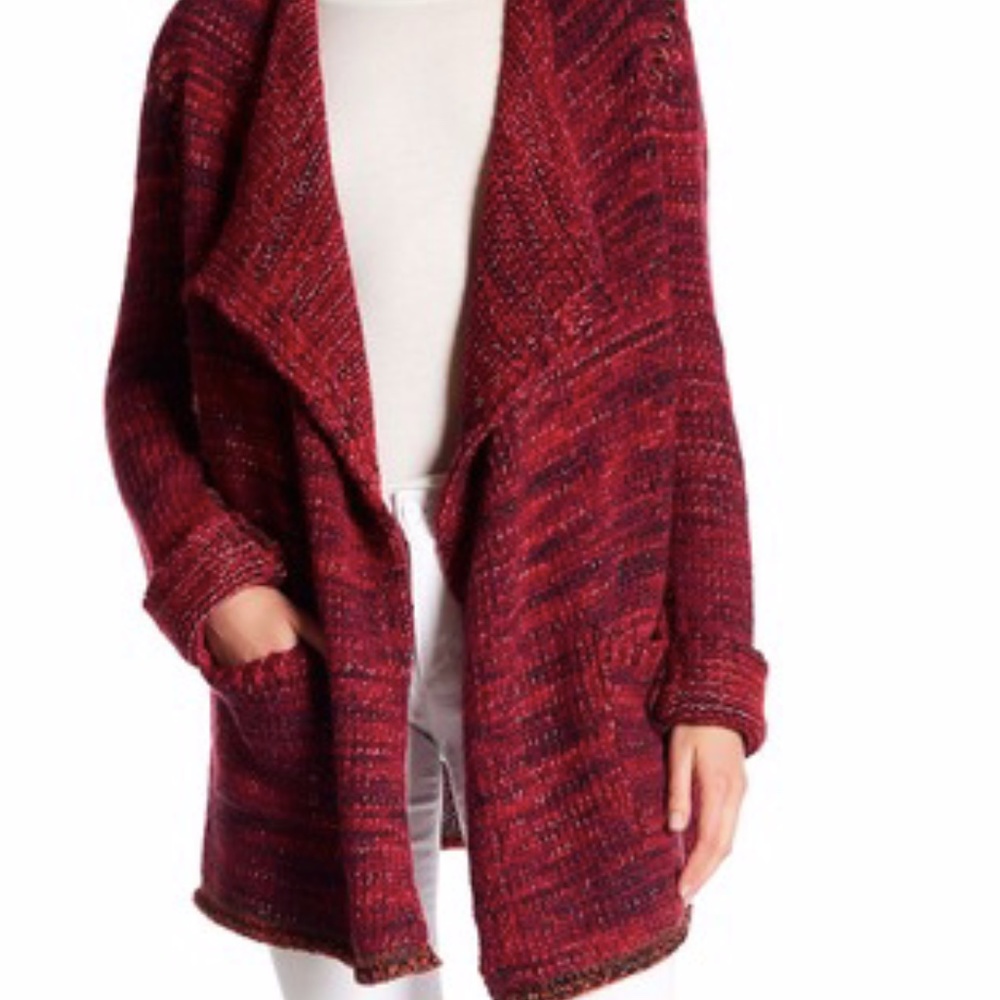 Zadig & Voltaire Open-Front Marled Red Cardigan